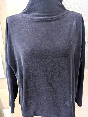Eileen Fisher Cotton Velour Turtleneck Top, Noctrn, L